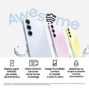 Samsung Galaxy A55 5G Display FHD+ Super AMOLED 6.6”, Android 14, 8GB RAM, 128GB, Dual SIM, Batteria 5.000 mAh, Awesome Iceblue - 8806095467375