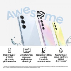 Samsung Galaxy A55 5G Display FHD+ Super AMOLED 6.6”, Android 14, 8GB RAM, 128GB, Dual SIM, Batteria 5.000 mAh, Awesome Lemon - 8806095467535