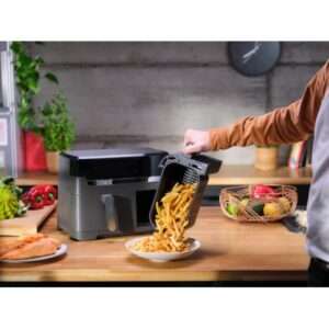 Tefal Dual Easy Fry & Grill EY905B Doppia 8,3 L Indipendente 2700 W Friggitrice ad aria calda Grigio - 3045380024243