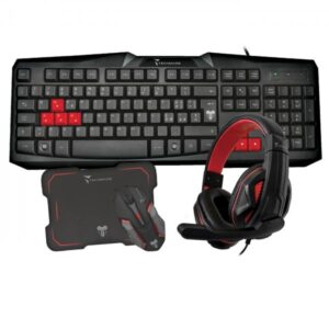 KIT TECHMADE GAMING TASTIERA USB MOUSE WIRELESS 3.200 DPI CUFFIA GAMING 1 X JACK 3.5 MM TAPPETINO MOUSE NERO ROSSO - 8099990144001
