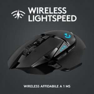 Logitech Gaming Mouse G502 (Hero) - Mouse - ottica - 11 pulsanti - senza fili, cablato - 2.4 GHz - ricevitore wireless USB - 5099206082106