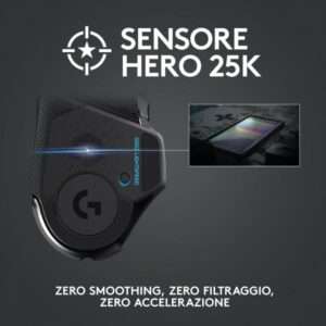 Logitech Gaming Mouse G502 (Hero) - Mouse - ottica - 11 pulsanti - senza fili, cablato - 2.4 GHz - ricevitore wireless USB - 5099206082106