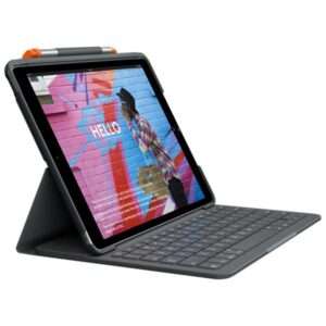 Logitech Slim Folio - Custodia tastiera e carta - senza fili - Bluetooth - QWERTY - italiana - grafite - per Apple 10.2-inch iPad (7^ generazione, 8^ generazione, 9^ generazione) - 5099206088283